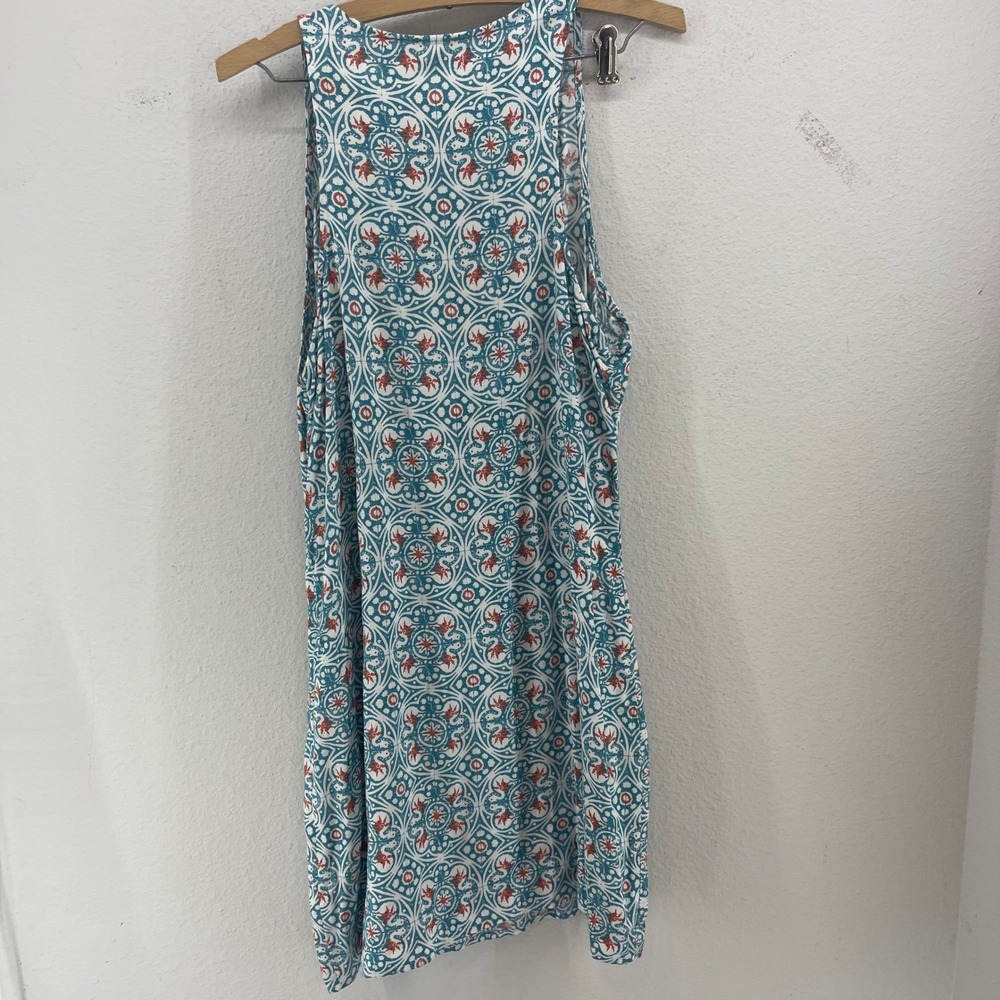 Hollister Medallion Shift Dress Womens L Teal Orange Boho Beach Coastal Festival - Picture 5 of 10
